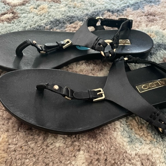 Aldo Black Buckle Strap Sandals - Picture 2 of 8